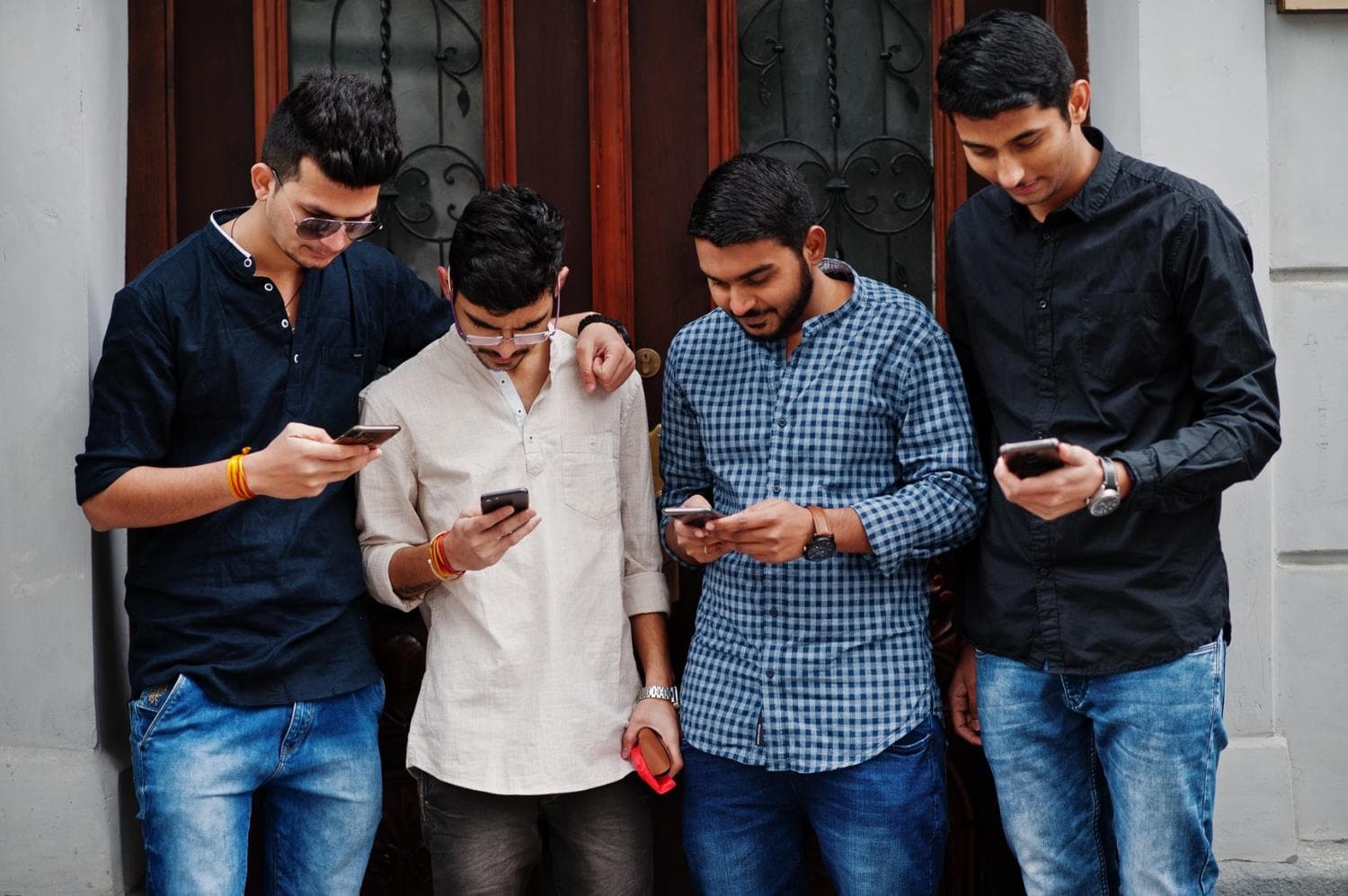 People using smartphones